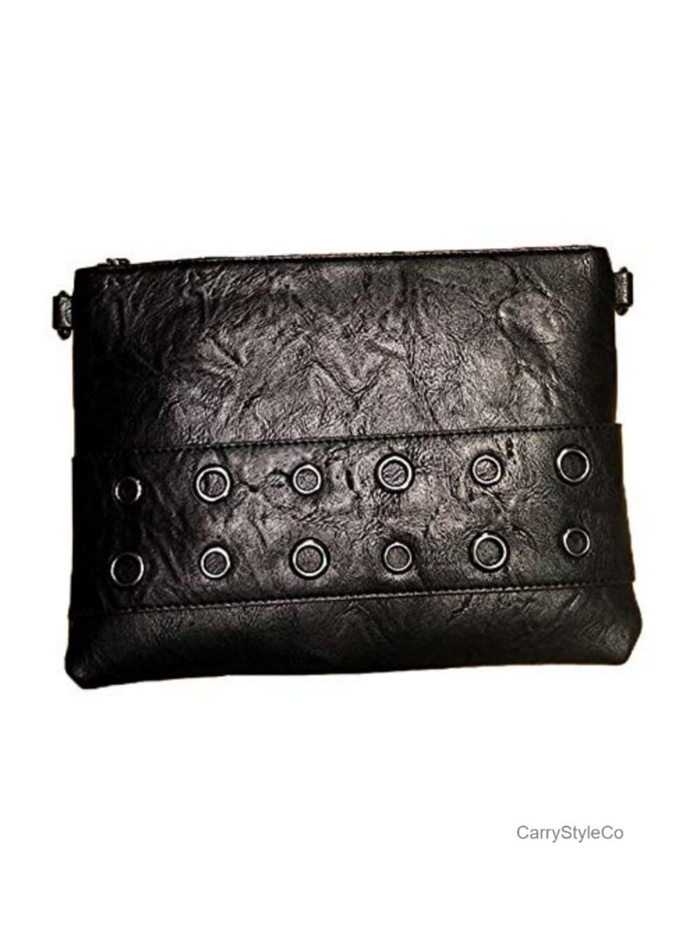 PU Leather Envelope Clutch Crossbody Bag Rivet Wristlet